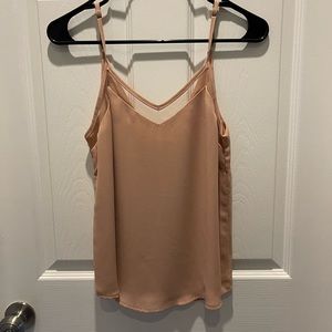 Tan tank top with mesh cut